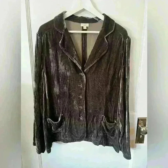 J Jill crushed velvet blazer in dark grey - Picture 1 of 5